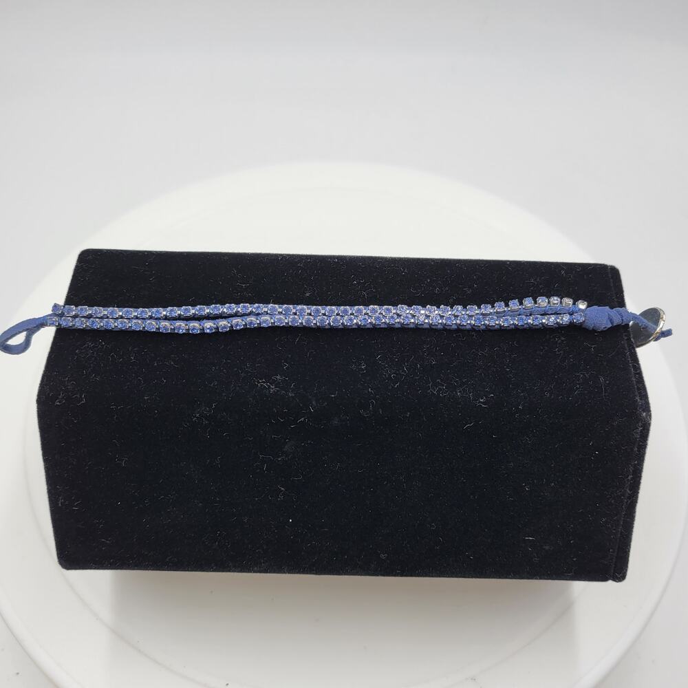 American Eagle Outfitters Women's Bracelet 7" Blue Single Rope Cord Rhinestone